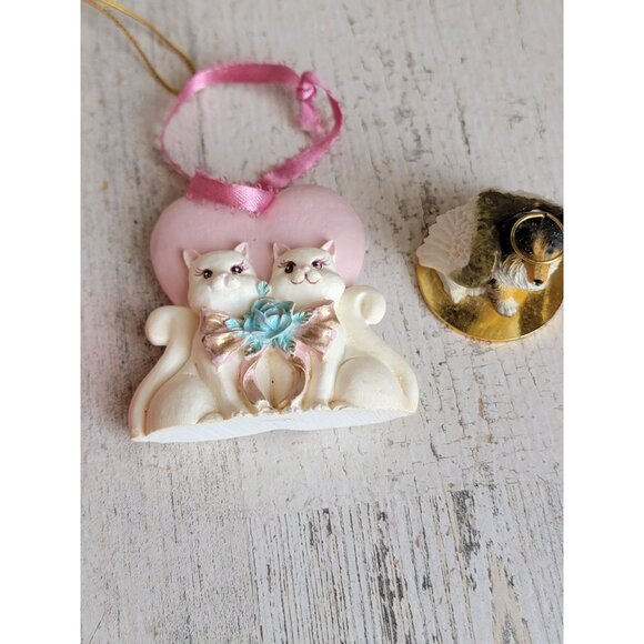 Vintage cat heart dog stocking variety pet ornament Xmas set - Picture 4 of 7